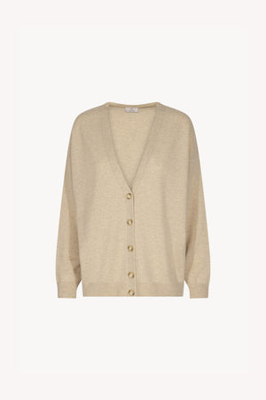 Cardigan Scollo a V in Puro Cashmere Avena