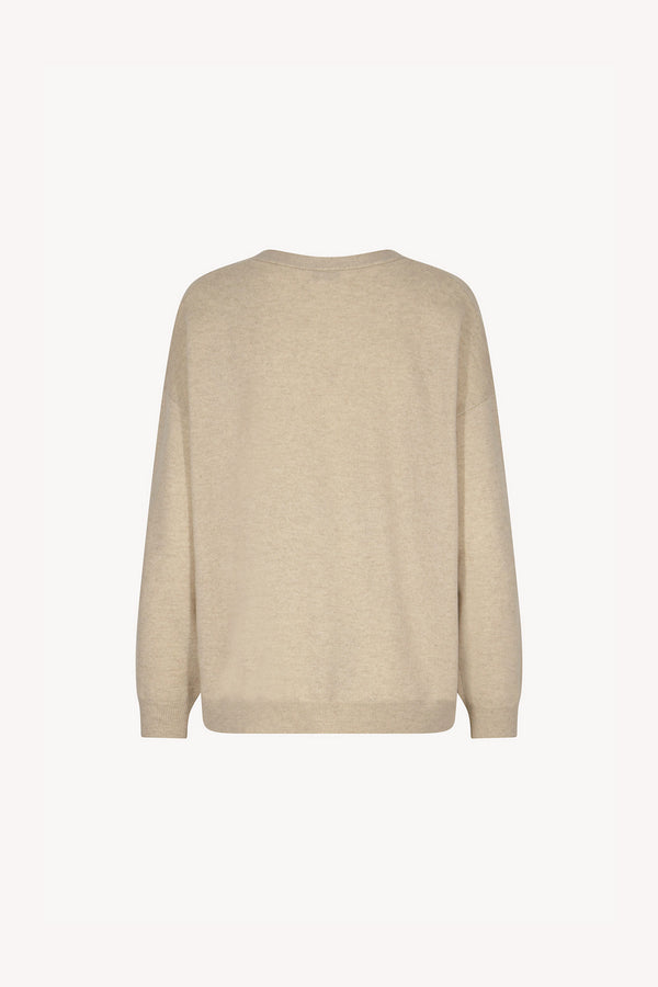 Cardigan Scollo a V in Puro Cashmere Avena