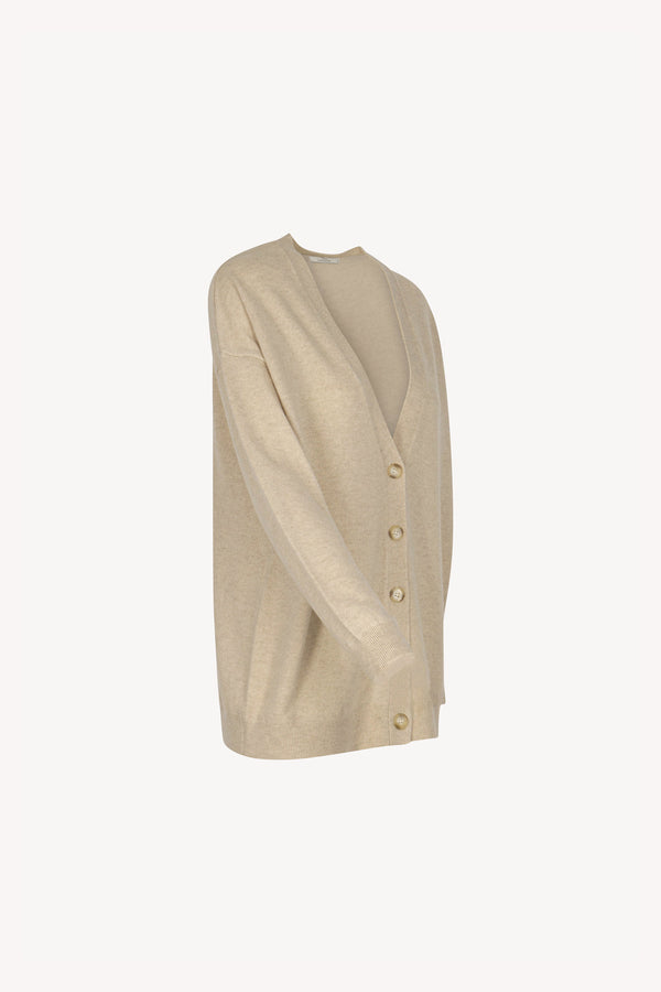 Cardigan Scollo a V in Puro Cashmere Avena