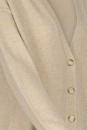 Cardigan Scollo a V in Puro Cashmere Avena