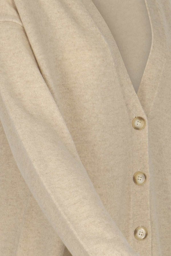 Cardigan Scollo a V in Puro Cashmere Avena