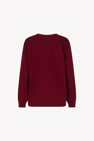 Dark Red Pure Cashmere V-neck Cardigan