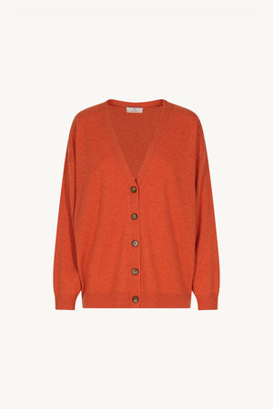 Orange Pure Cashmere V-neck Cardigan