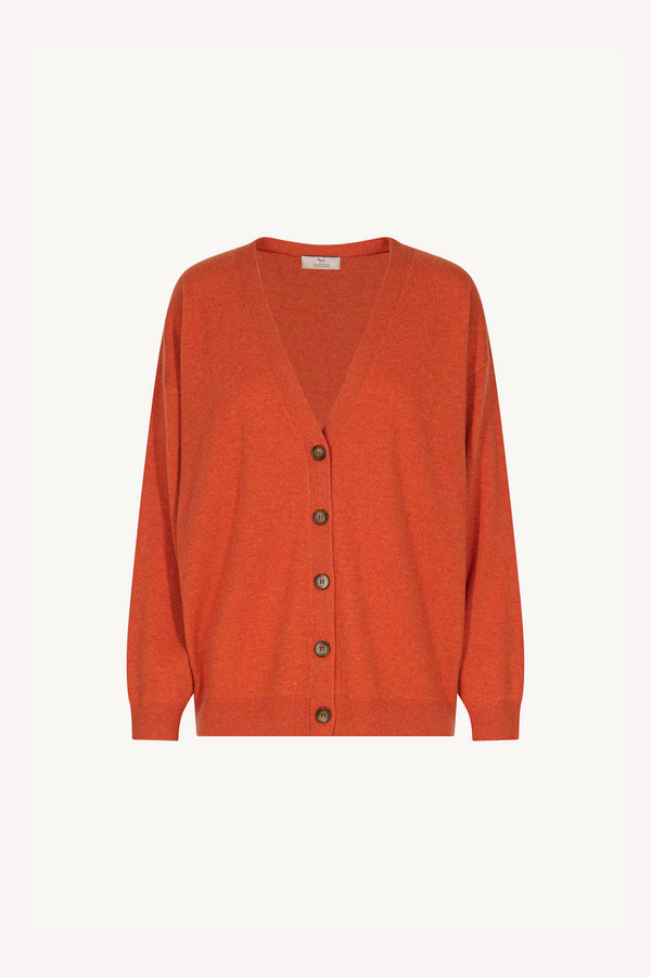 Orange Pure Cashmere V-neck Cardigan