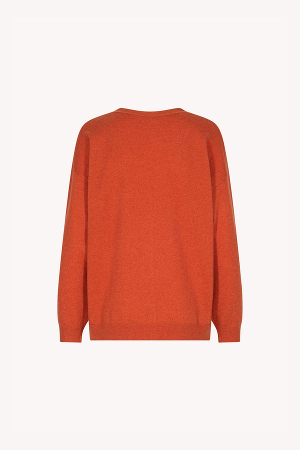 Orange Pure Cashmere V-neck Cardigan