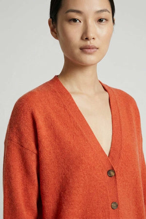 Orange Pure Cashmere V-neck Cardigan