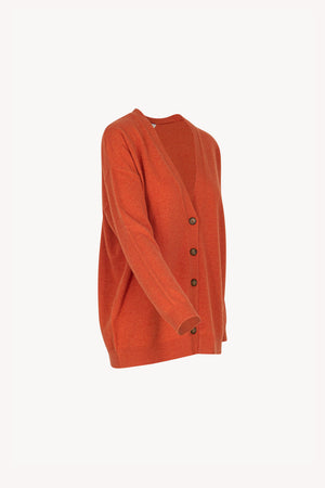 Orange Pure Cashmere V-neck Cardigan