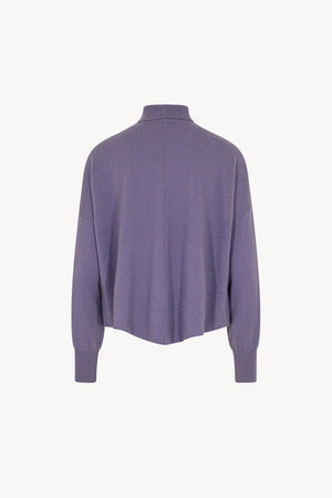 Mauve Pure Cashmere Flared Mock Neck