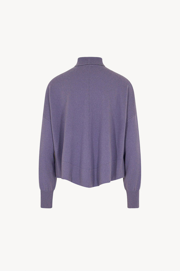 Mauve Pure Cashmere Flared Mock Neck