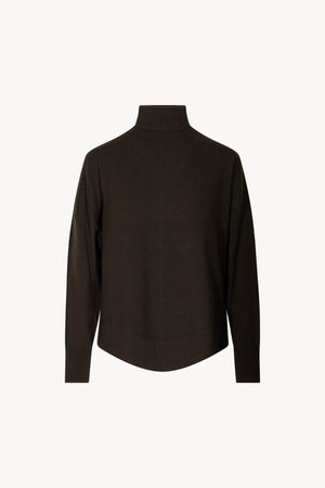 Mocha Pure Cashmere Flared Mock Neck