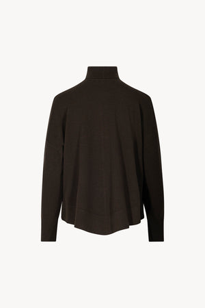Mocha Pure Cashmere Flared Mock Neck