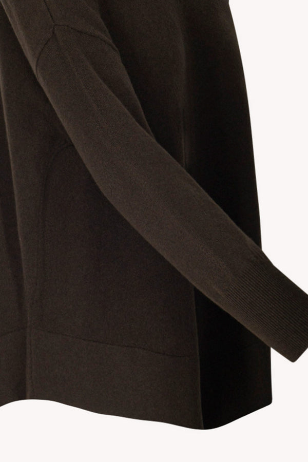 Mocha Pure Cashmere Flared Mock Neck