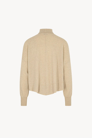 Beige Pure Cashmere Flared Mock Neck