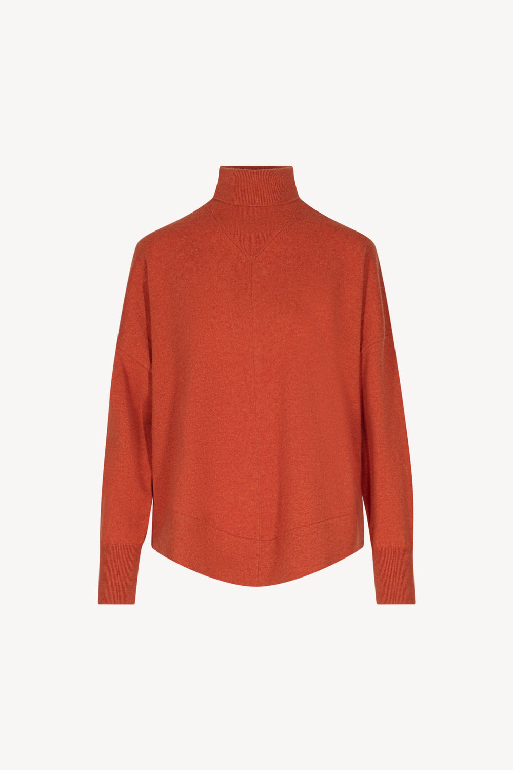 Orange Pure Cashmere Flared Mock Neck