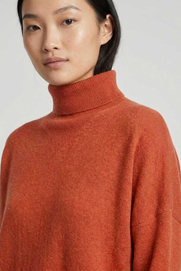 Maglia Lupetto Svasata in Puro Cashmere Spezie