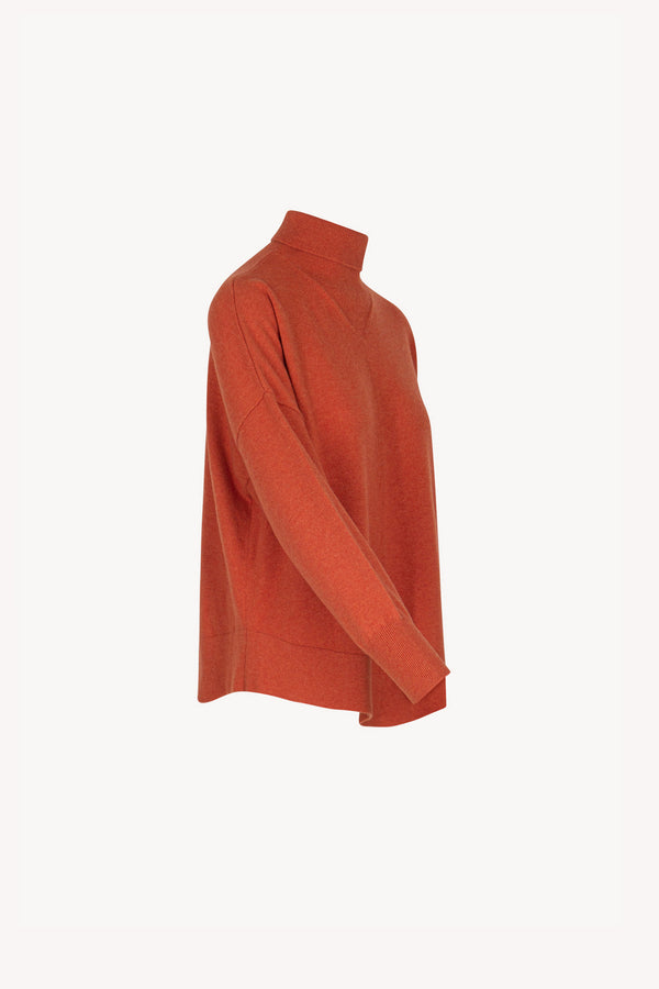 Maglia Lupetto Svasata in Puro Cashmere Spezie