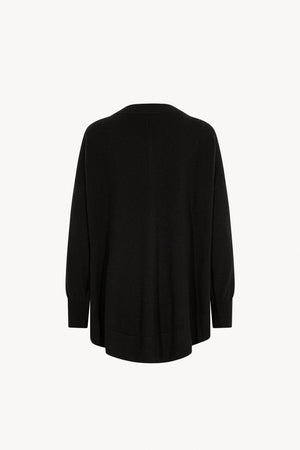 Maglia Scollo a V Svasata in Puro Cashmere Nero