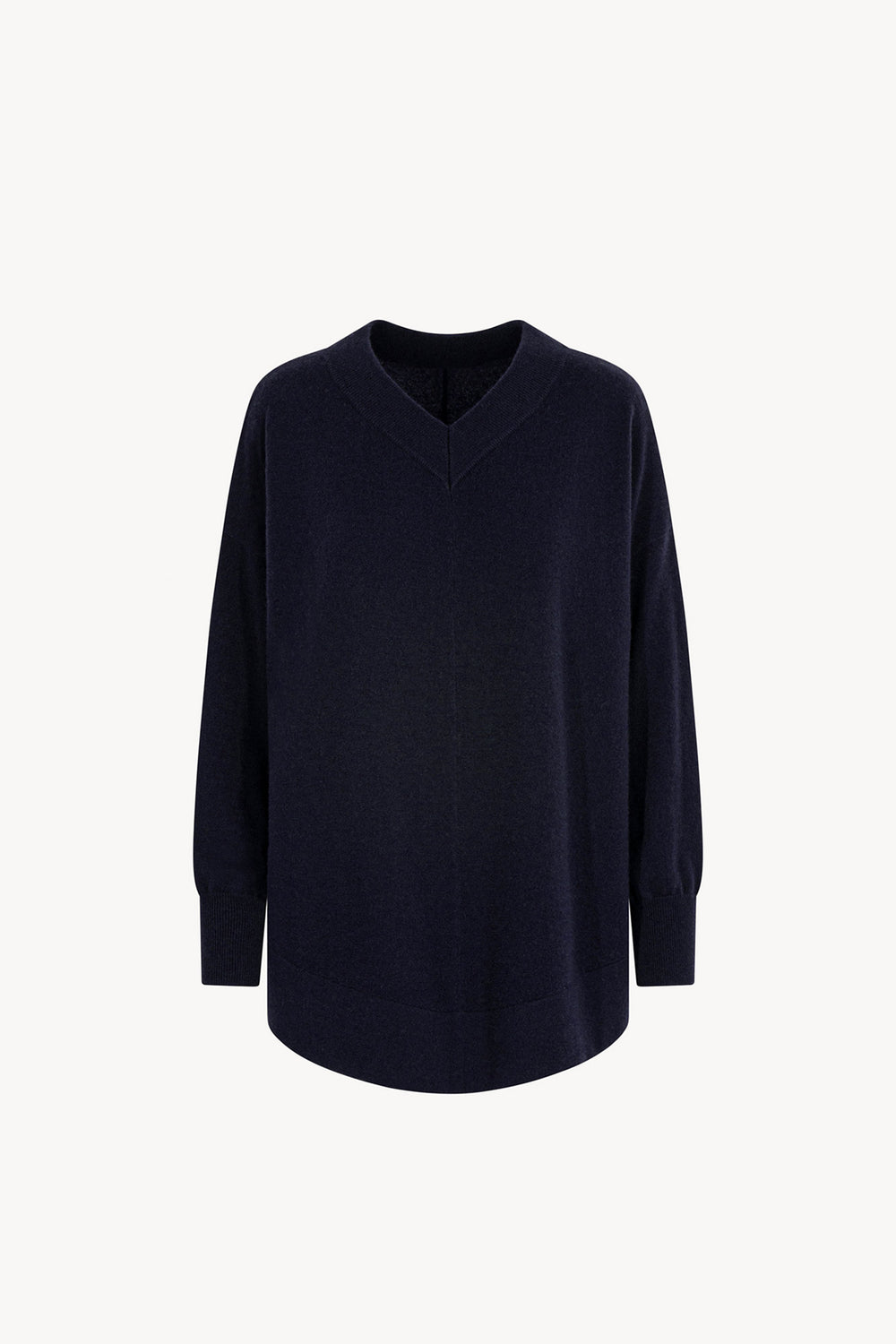 Maglia Scollo a V Svasata in Puro Cashmere Notte