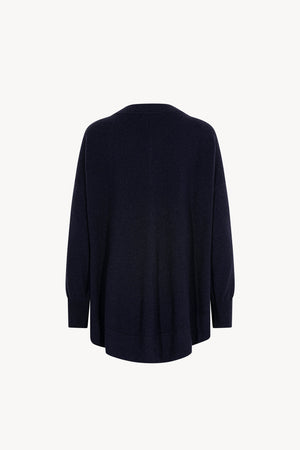 Maglia Scollo a V Svasata in Puro Cashmere Notte