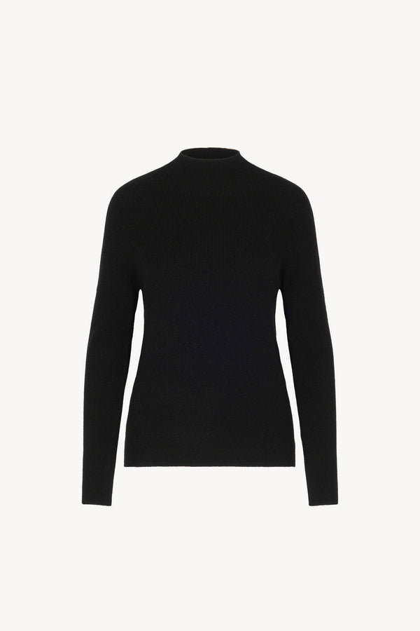 Maglia Lupetto a Costine in Puro Cashmere Nero
