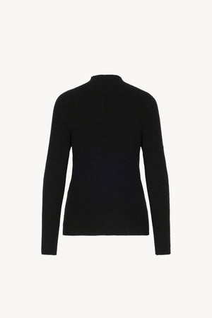 Maglia Lupetto a Costine in Puro Cashmere Nero