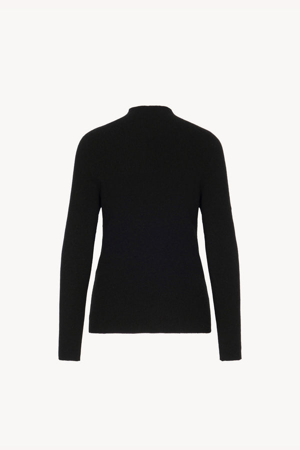 Maglia Lupetto a Costine in Puro Cashmere Nero