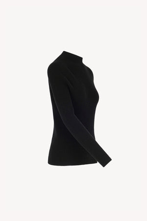 Maglia Lupetto a Costine in Puro Cashmere Nero