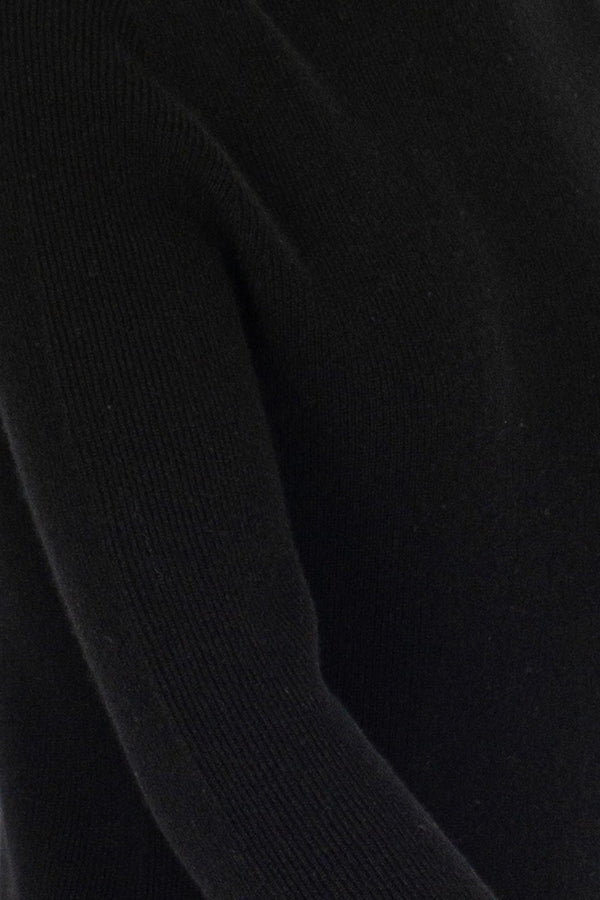 Maglia Lupetto a Costine in Puro Cashmere Nero