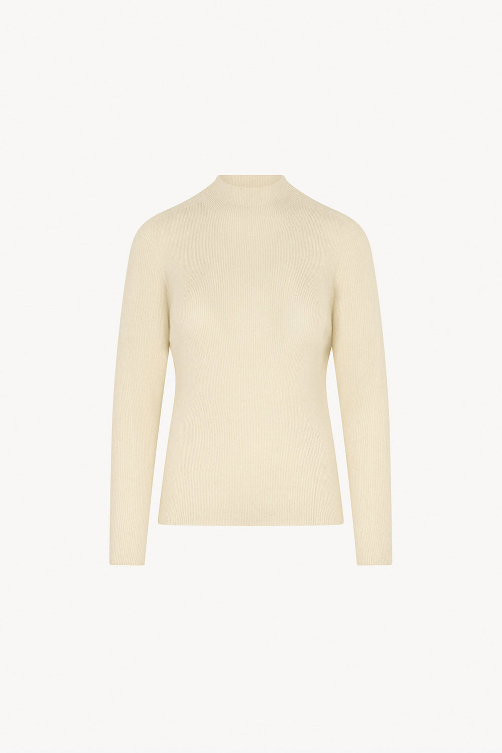 Ivory Pure Cashmere Ribbed Mock Neck