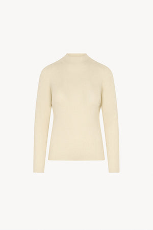 Ivory Pure Cashmere Ribbed Mock Neck