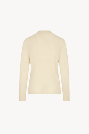 Ivory Pure Cashmere Ribbed Mock Neck