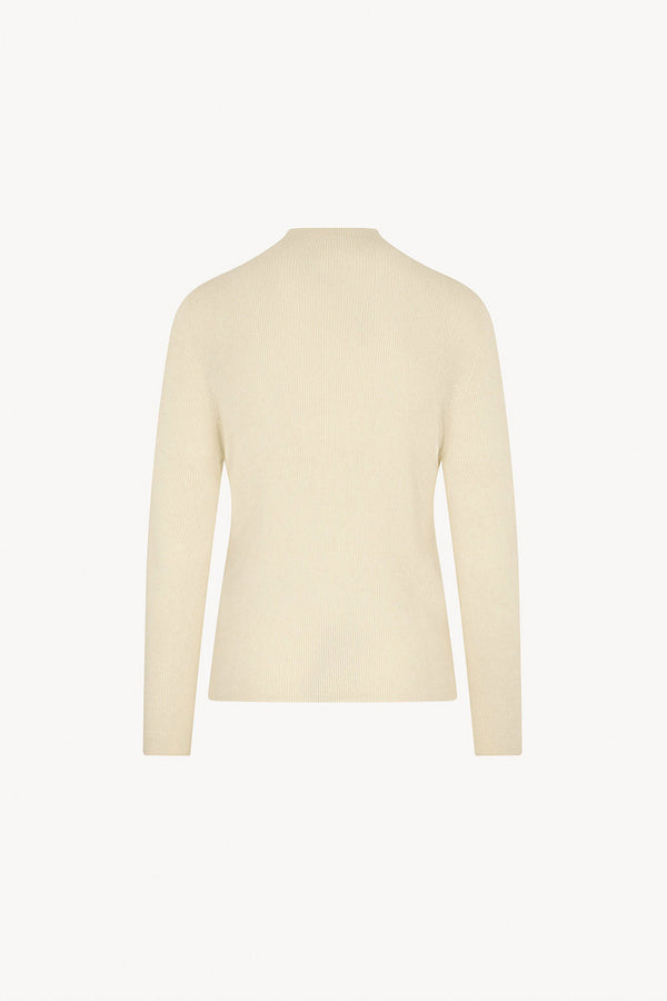 Ivory Pure Cashmere Ribbed Mock Neck
