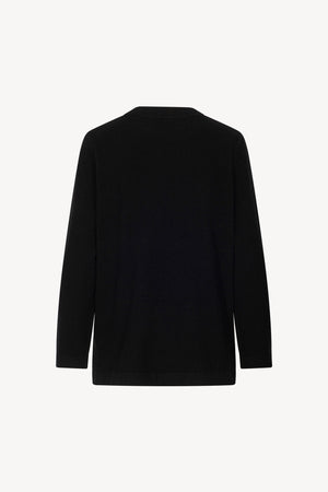 Black Pure Cashmere Crew Neck Sweater with side Slits
