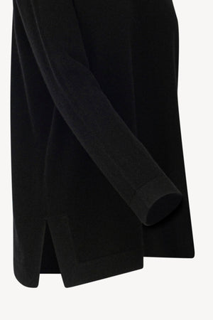 Black Pure Cashmere Crew Neck Sweater with side Slits
