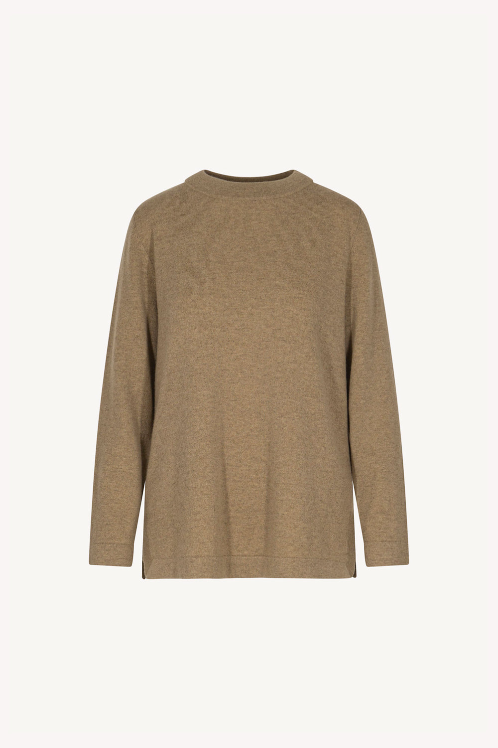 Maglia Girocollo con Spacchi Laterali in Puro Cashmere Dune