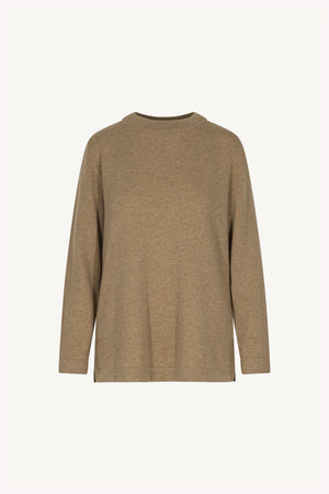 Maglia Girocollo con Spacchi Laterali in Puro Cashmere Dune
