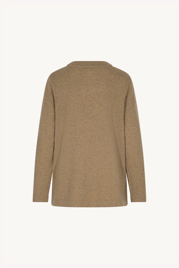Maglia Girocollo con Spacchi Laterali in Puro Cashmere Dune