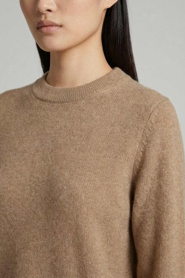 Maglia Girocollo con Spacchi Laterali in Puro Cashmere Dune