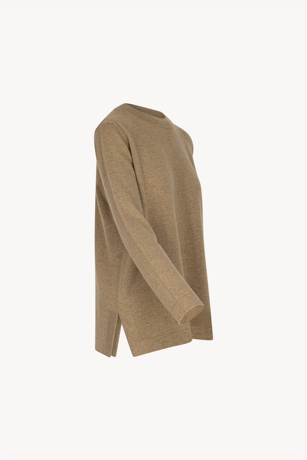 Maglia Girocollo con Spacchi Laterali in Puro Cashmere Dune