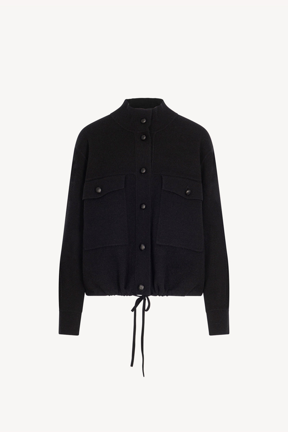 Black Pure Cashmere Bomber Jacket in Milano Stitch