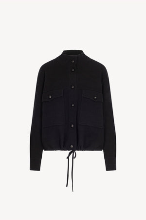 Black Pure Cashmere Bomber Jacket in Milano Stitch