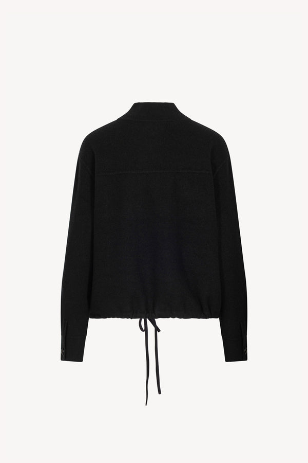Black Pure Cashmere Bomber Jacket in Milano Stitch