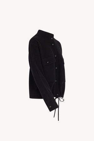 Black Pure Cashmere Bomber Jacket in Milano Stitch