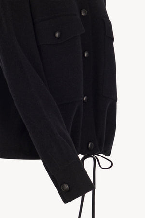 Black Pure Cashmere Bomber Jacket in Milano Stitch
