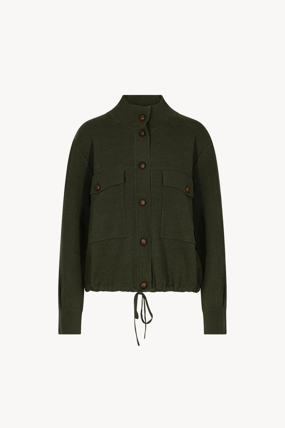 Dark Green Pure Cashmere Bomber Jacket in Milano Stitch