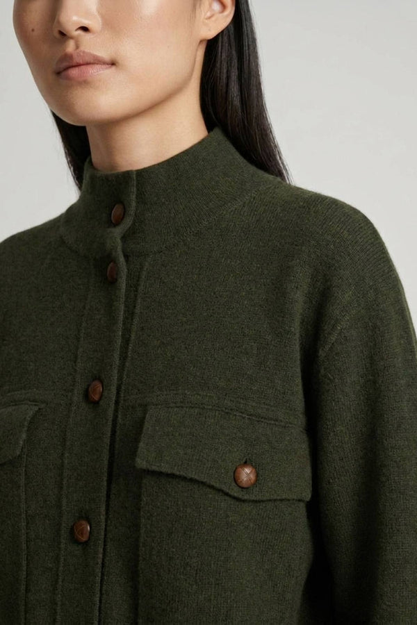 Bomber in Punto Stoffa in Puro Cashmere Foresta