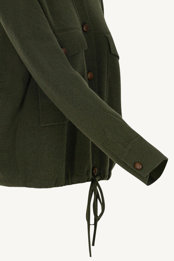 Bomber in Punto Stoffa in Puro Cashmere Foresta