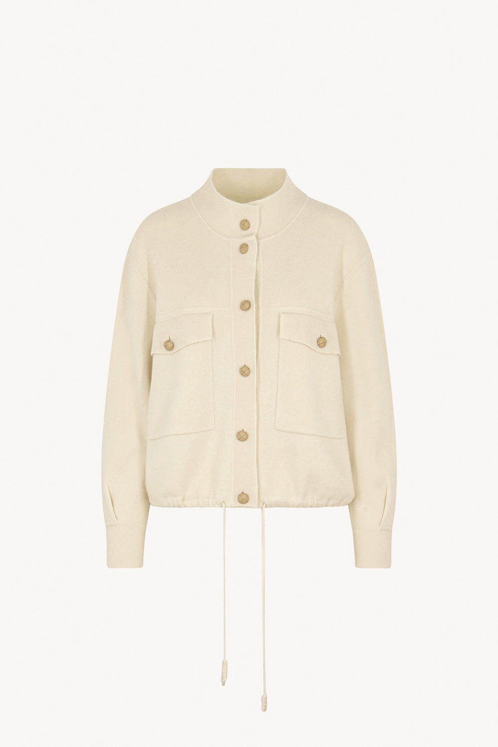 Ivory Pure Cashmere Bomber Jacket in Milano Stitch