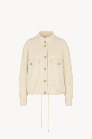 Ivory Pure Cashmere Bomber Jacket in Milano Stitch