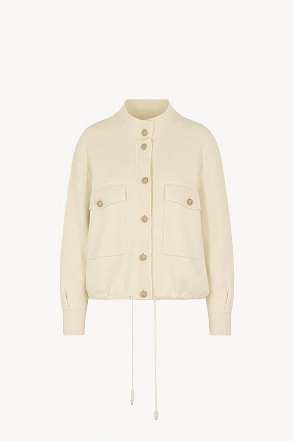 Ivory Pure Cashmere Bomber Jacket in Milano Stitch